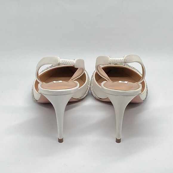 Aquazzura Gatsby 75 Crystal-Embellished Satin Pumps size 37 - Picture 9 of 16